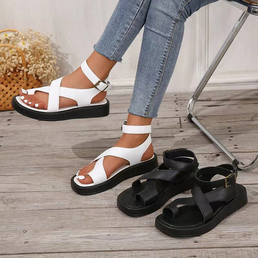 Dames Verstelbare Enkelgesp Cross-Over Sandalen